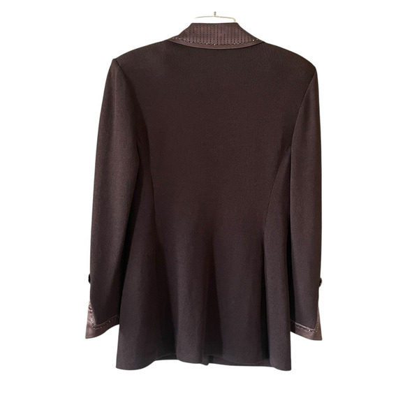 ST. JOHN EVENING by Marie Gray Women's Size 10 Brown Knit Elegant Jacket VTG USA - Picture 5 of 14